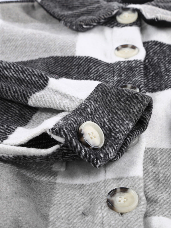 Plaid Jackets- Fall- Winter Plaid Jacket - Shirt Shacket- - Pekosa Women Clothing