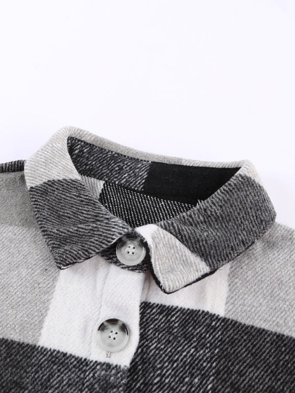 Plaid Jackets- Fall- Winter Plaid Jacket - Shirt Shacket- - Pekosa Women Clothing