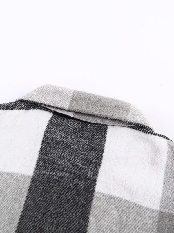 Plaid Jackets- Fall- Winter Plaid Jacket - Shirt Shacket- - Pekosa Women Clothing