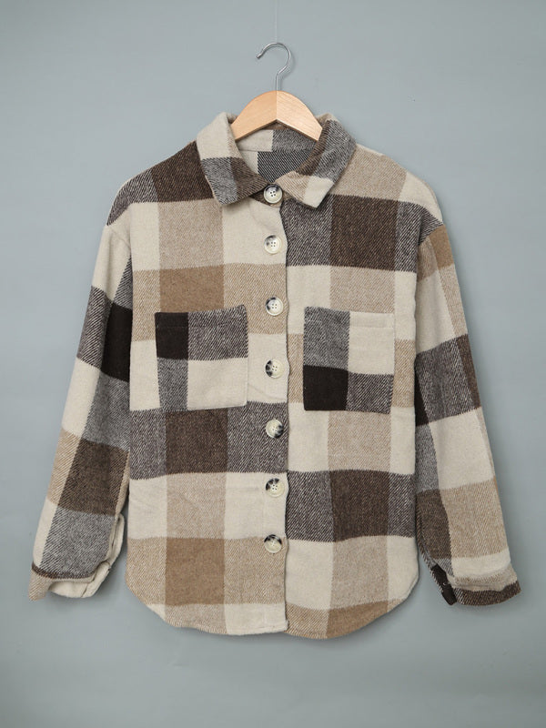 Plaid Jackets- Fall- Winter Plaid Jacket - Shirt Shacket- - Pekosa Women Clothing