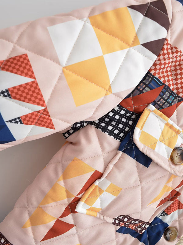 Quilted Jackets- Cozy Padded Winter High Neck Quilted Jacket- - Pekosa Women Clothing