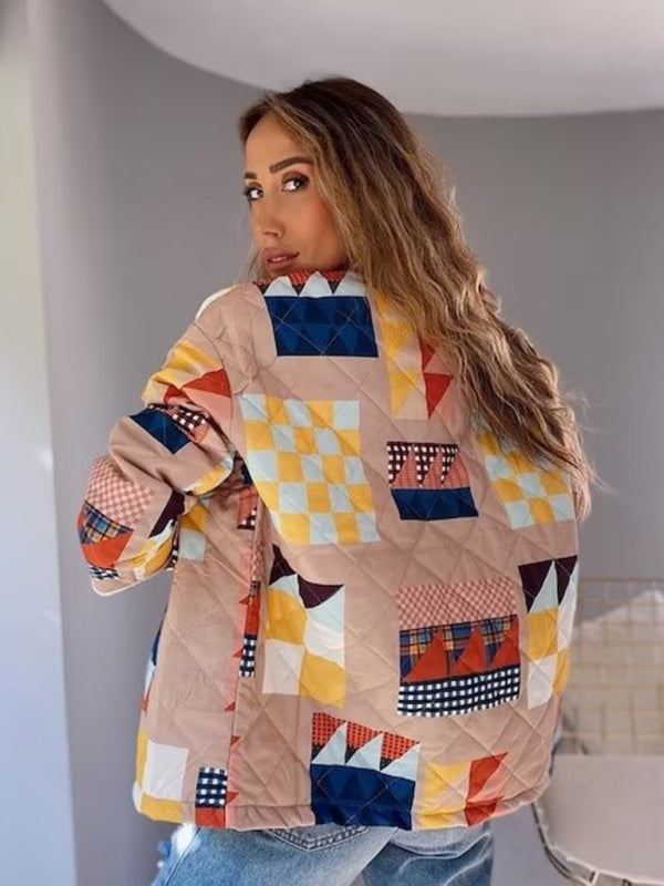 Quilted Jackets- Cozy Padded Winter High Neck Quilted Jacket- - Pekosa Women Clothing