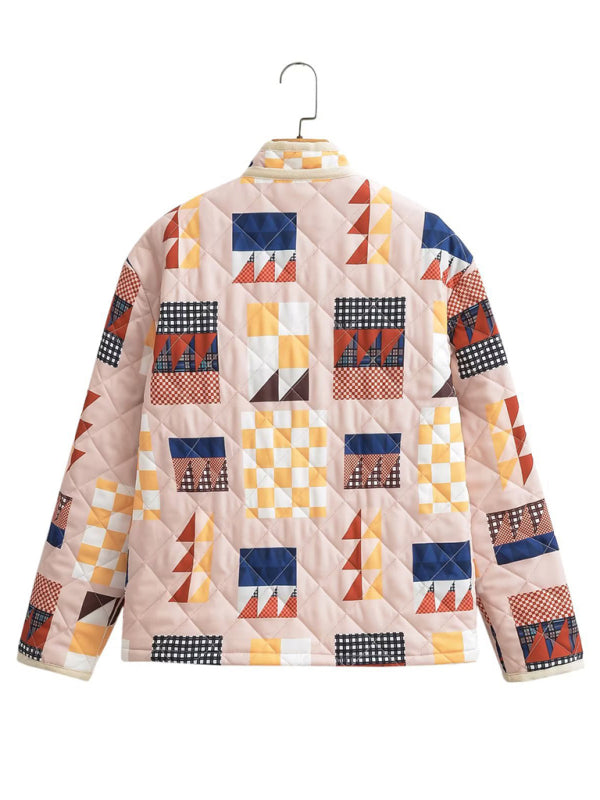 Quilted Jackets- Cozy Padded Winter High Neck Quilted Jacket- - Pekosa Women Clothing