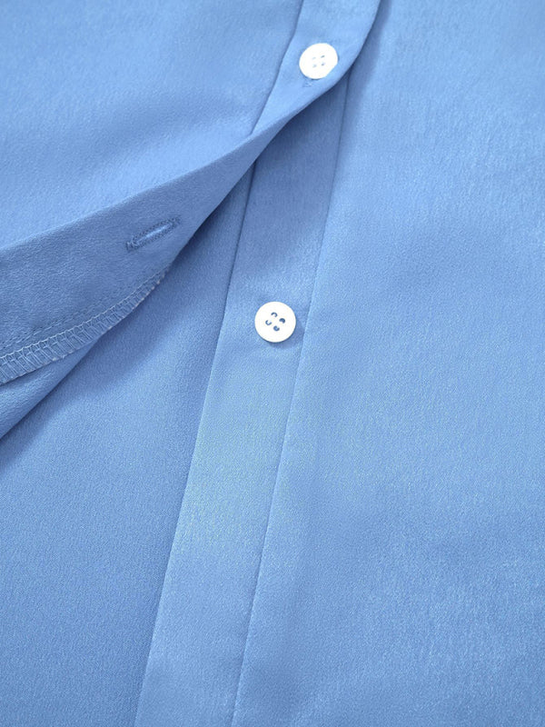 Shirts- Casual Elegance: Women's Short Sleeve Shirt with Button Closure- - Pekosa Women Clothing