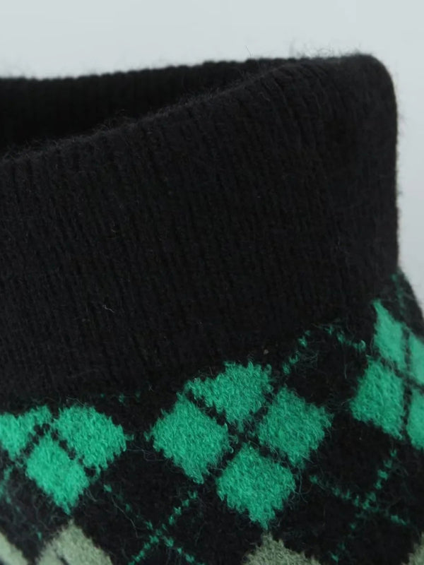 Skirt Set- Diamond Knitted Set Button-Up Crop Sweater and Mini Skirt- - Pekosa Women Clothing