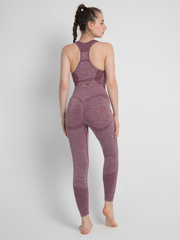 Sporty Set- Gradient Butt Lifting Leggings + Racerback Tank Top- - Pekosa Women Clothing