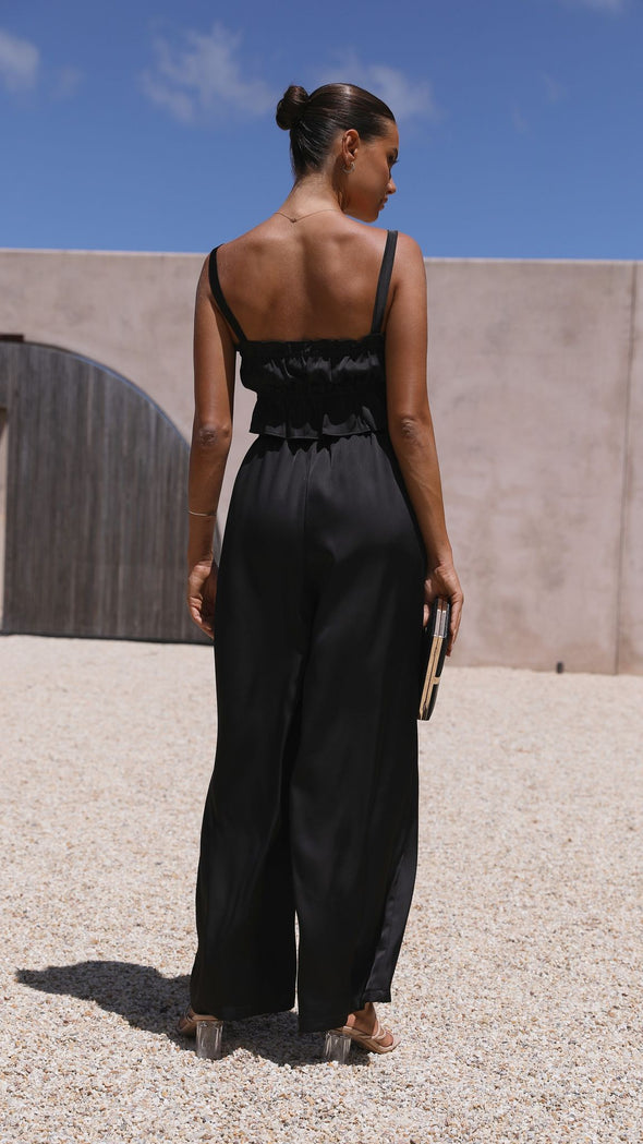 Suit - Pants and Top Set- 2-Piece Satin Casual Suit - Cami Crop Top + Pants Set- - Pekosa Women Clothing