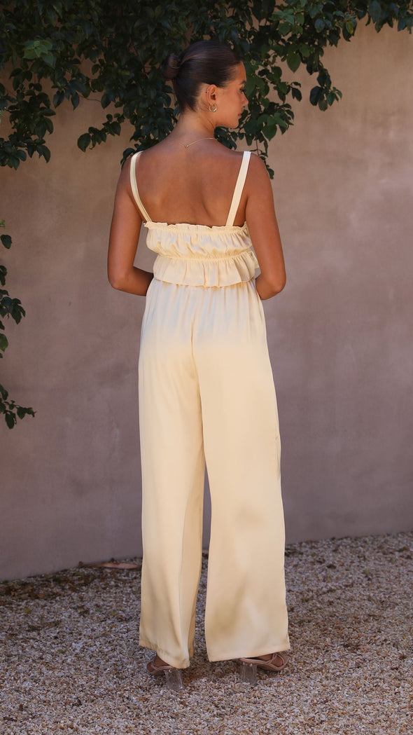 Suit - Pants and Top Set- 2-Piece Satin Casual Suit - Cami Crop Top + Pants Set- - Pekosa Women Clothing