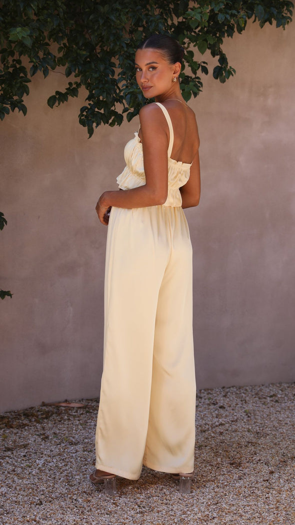 Suit - Pants and Top Set- 2-Piece Satin Casual Suit - Cami Crop Top + Pants Set- - Pekosa Women Clothing