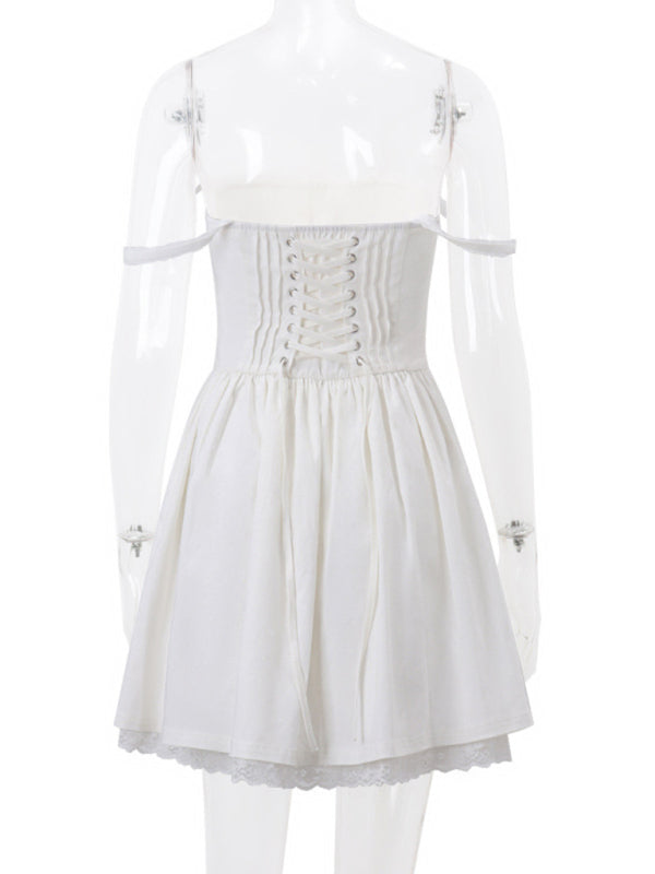 Summer Dresses- Romantic Solid Cami Dress for Boho Gatherings- - Pekosa Women Clothing