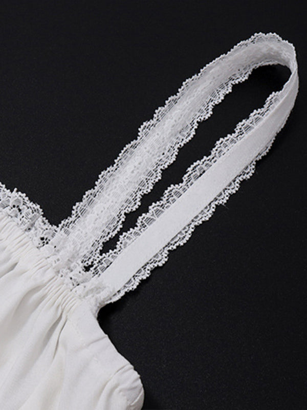 Summer Dresses- Romantic Solid Cami Dress for Boho Gatherings- - Pekosa Women Clothing