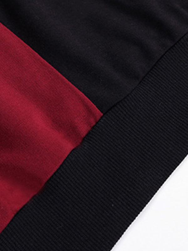 Sweater Dresses- Color Block Cotton Round Neck Sweater Dress- - Pekosa Women Clothing