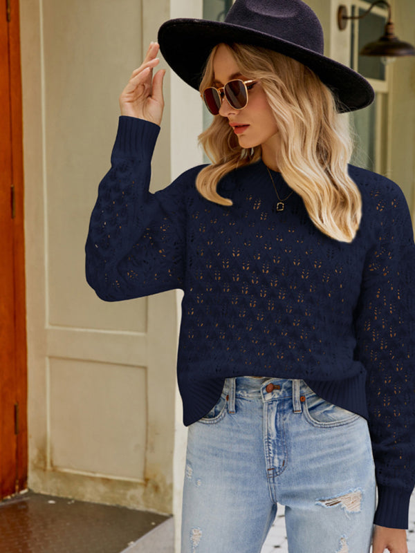 Sweaters- Cozy Oversized Open Knit Sweater - Everyday Chic Knitwear- - Pekosa Women Clothing