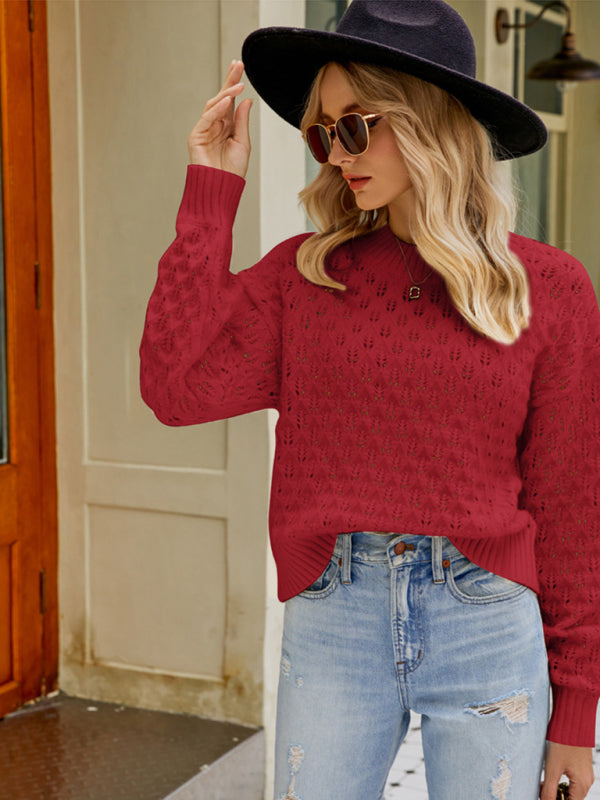 Sweaters- Cozy Oversized Open Knit Sweater - Everyday Chic Knitwear- - Pekosa Women Clothing