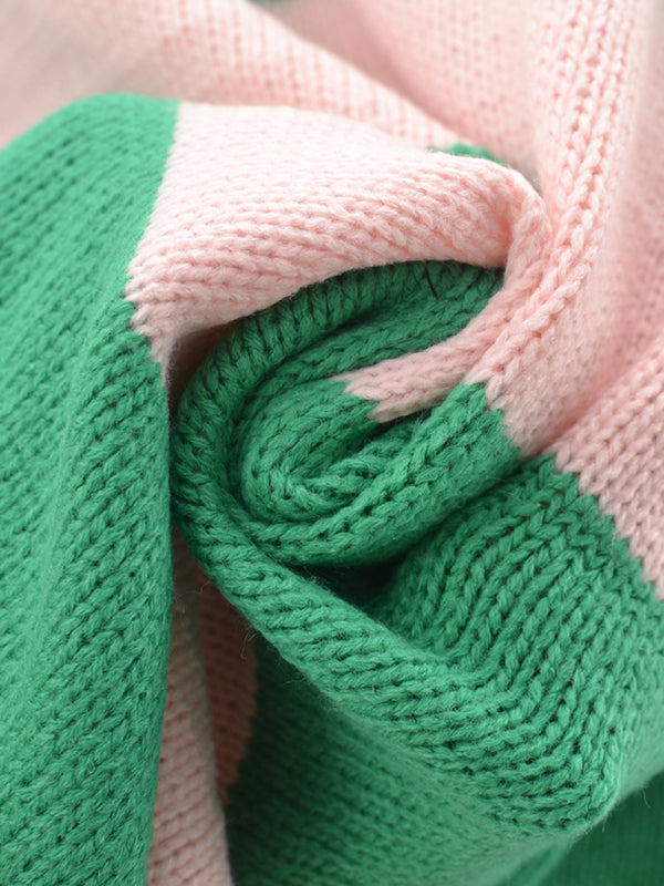 Sweaters- Drop Shoulder Striped Sweater | Casual Knit Jumper- - Pekosa Women Clothing