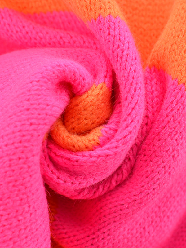 Sweaters- Drop Shoulder Striped Sweater | Casual Knit Jumper- - Pekosa Women Clothing