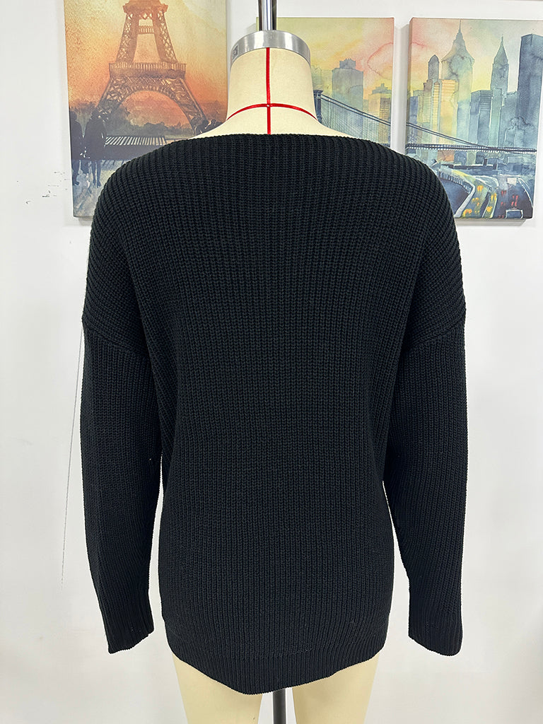 Sweaters- Fashionably Chic: Knit Mesh Insert Sweater - Long Knitwear for Women- - Pekosa Women Clothing