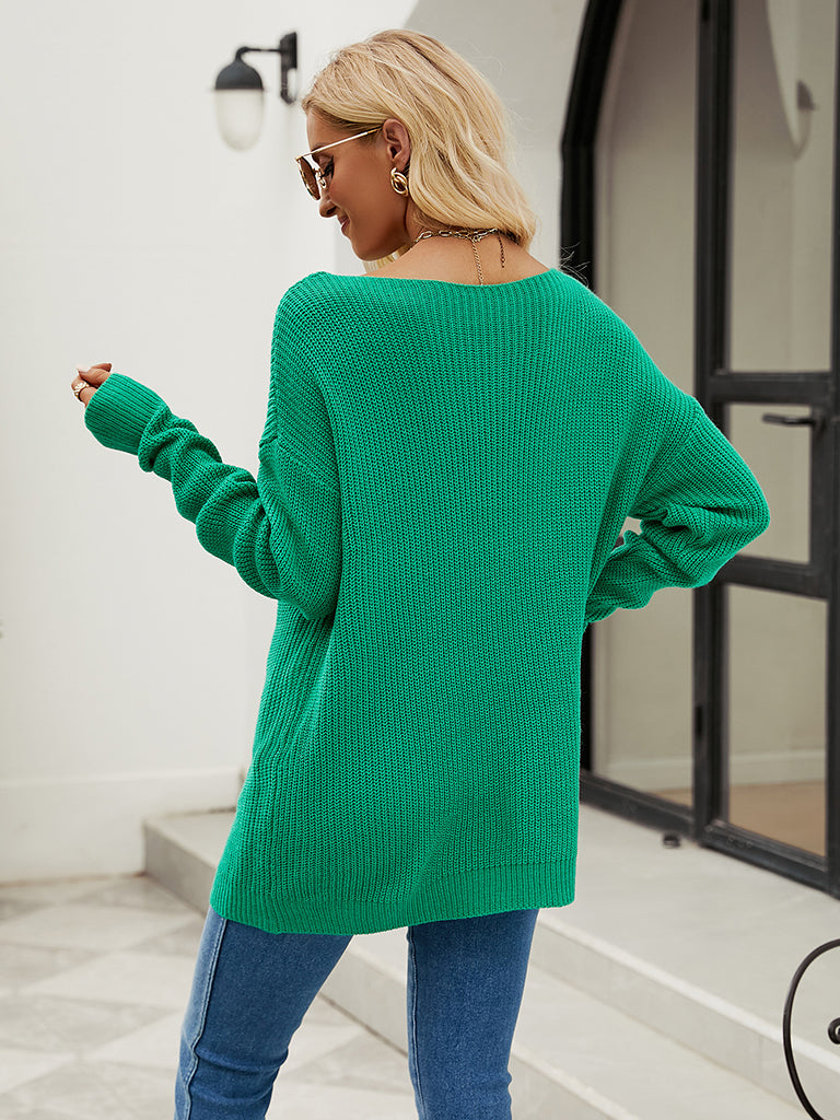 Sweaters- Fashionably Chic: Knit Mesh Insert Sweater - Long Knitwear for Women- - Pekosa Women Clothing