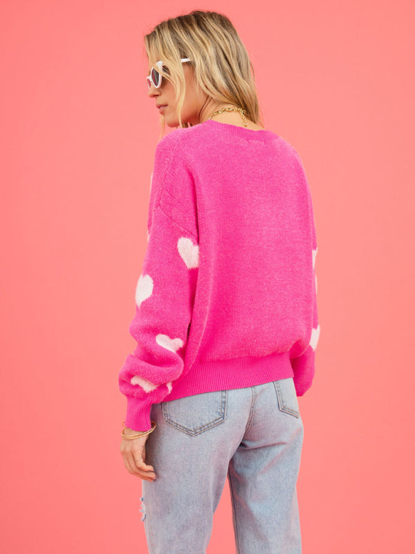 Sweaters- Love-Inspired Knitwear Cozy Valentine’s Day Sweater Jumper- - Pekosa Women Clothing