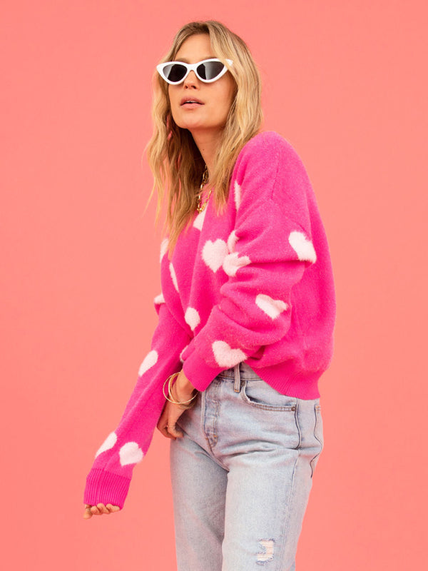 Sweaters- Love-Inspired Knitwear Cozy Valentine’s Day Sweater Jumper- - Pekosa Women Clothing