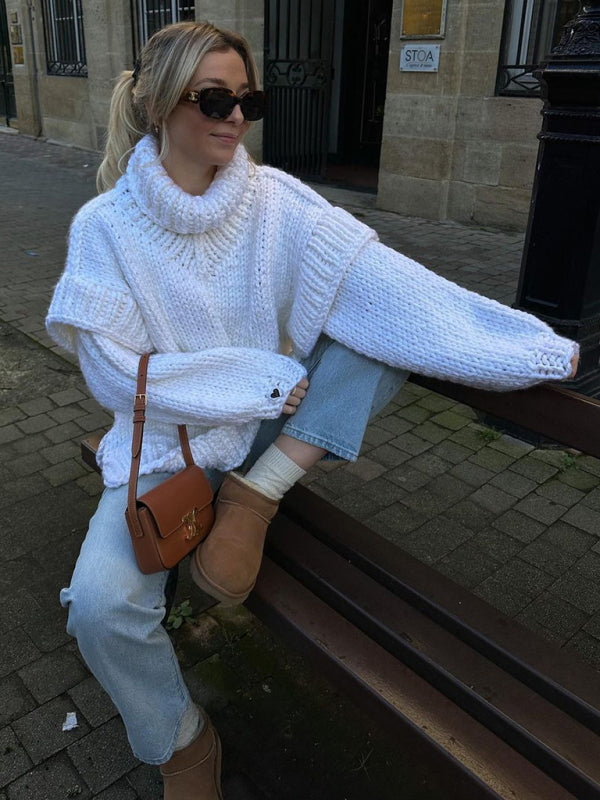 Sweaters- Winter Chunky Cozy Knit Sweater | Turtleneck Jumper- - Pekosa Women Clothing