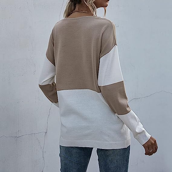 Sweaters- Women's Fall Winter Sweater: Cozy Knit, See-through, Ribbed Trim- - Pekosa Women Clothing