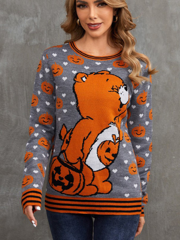 Sweaters- Women’s Halloween Knitted Love Bears Ugly Sweater- - Pekosa Women Clothing