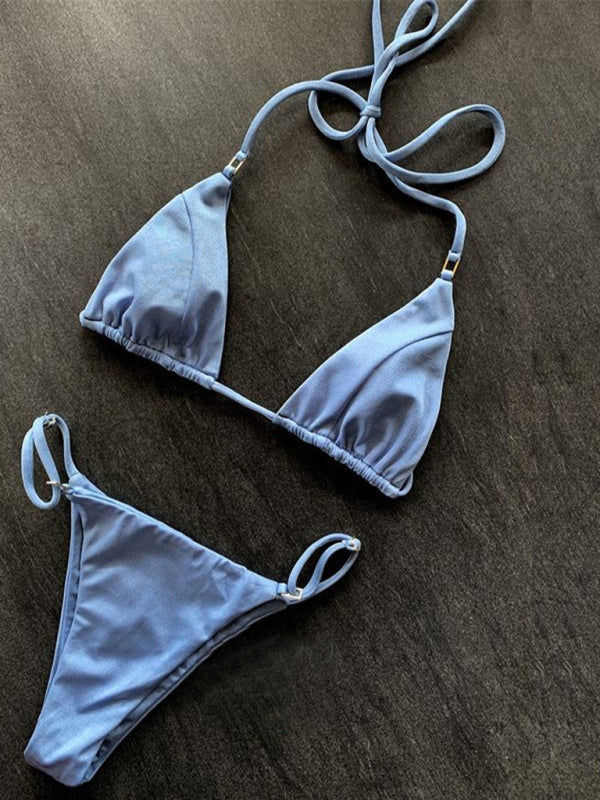 Swimsuits- Solid Color 2 Piece Swimsuit with Wireless Bra- - Chuzko Women Clothing