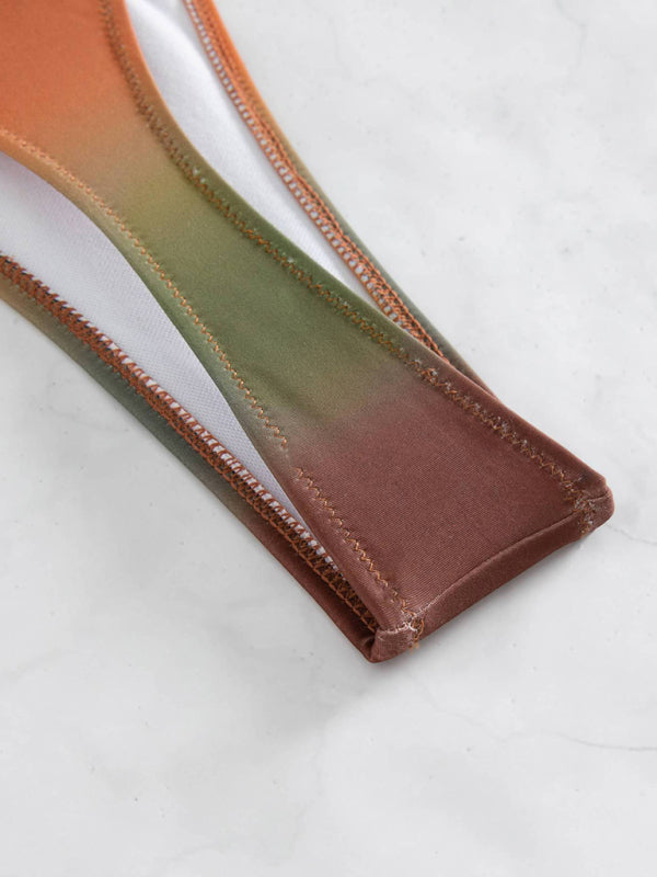 Swimwear- Brazilian Gradient Print Underwire Bra 2-Piece Bikini Swimsuit- - Pekosa Women Clothing