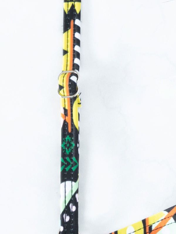 Swimwear- Geo Print Wrap Triangle Bra & Bottoms | 2-Piece Bikini for Beach Adventures- - Pekosa Women Clothing