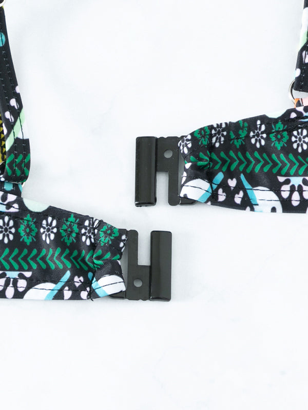 Swimwear- Geo Print Wrap Triangle Bra & Bottoms | 2-Piece Bikini for Beach Adventures- - Pekosa Women Clothing