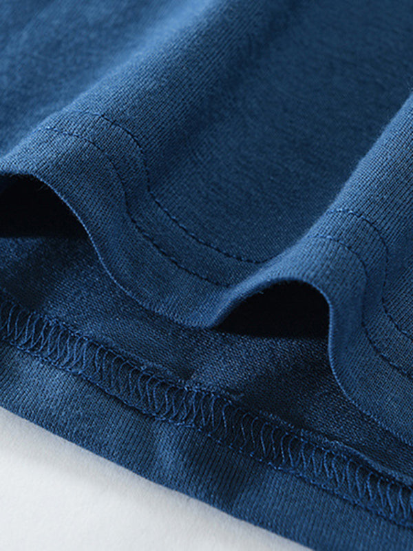 T-Shirts- Cotton Blend Men's Henley Neck Long Sleeve Tee with Buttons- - Pekosa Women Clothing