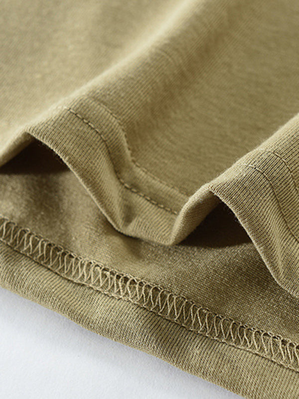 T-Shirts- Cotton Blend Men's Henley Neck Long Sleeve Tee with Buttons- - Pekosa Women Clothing