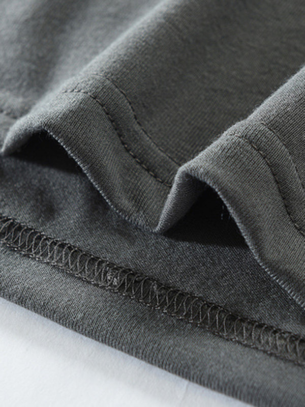 T-Shirts- Cotton Blend Men's Henley Neck Long Sleeve Tee with Buttons- - Pekosa Women Clothing