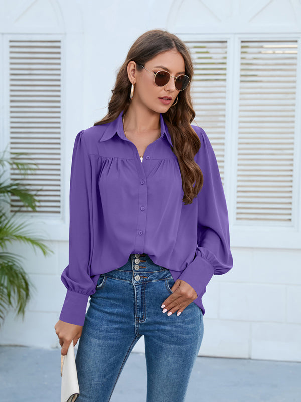 Top- Boho Chic with Puff Long sleeves Shirt - Women's Top- - Pekosa Women Clothing