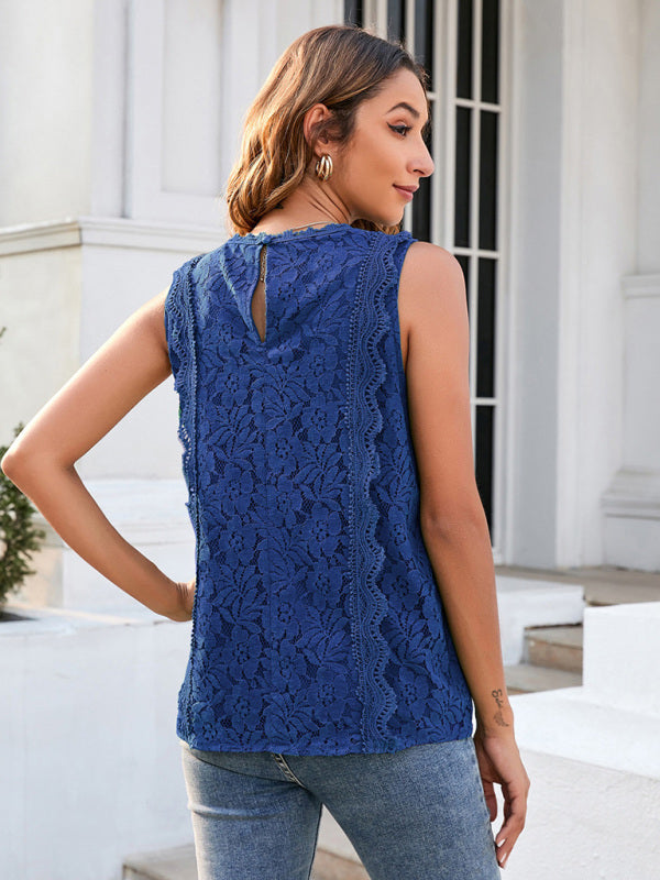 Top- Women's Casual Lace Sleeveless Cami Vest for Women- - Pekosa Women Clothing