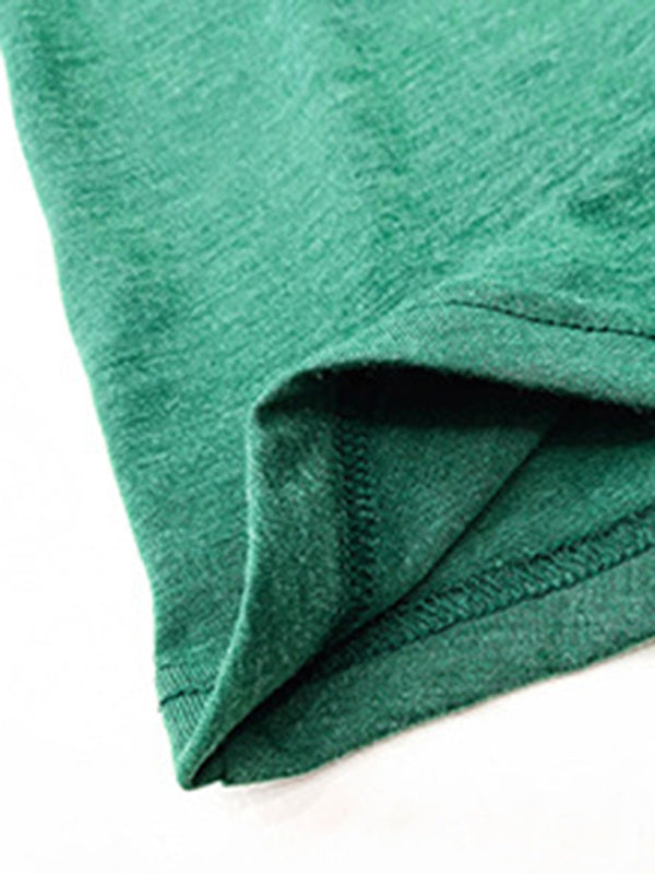 Tops- Speckle Tee with Short Sleeves - V-Neck T-shirt Top- - Pekosa Women Clothing