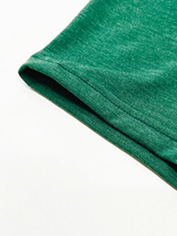 Tops- Speckle Tee with Short Sleeves - V-Neck T-shirt Top- - Pekosa Women Clothing