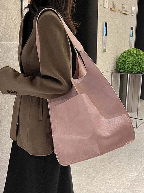 Tote Bags- Faux Leather Tote Shoulder Large Handbag- - Pekosa Women Clothing