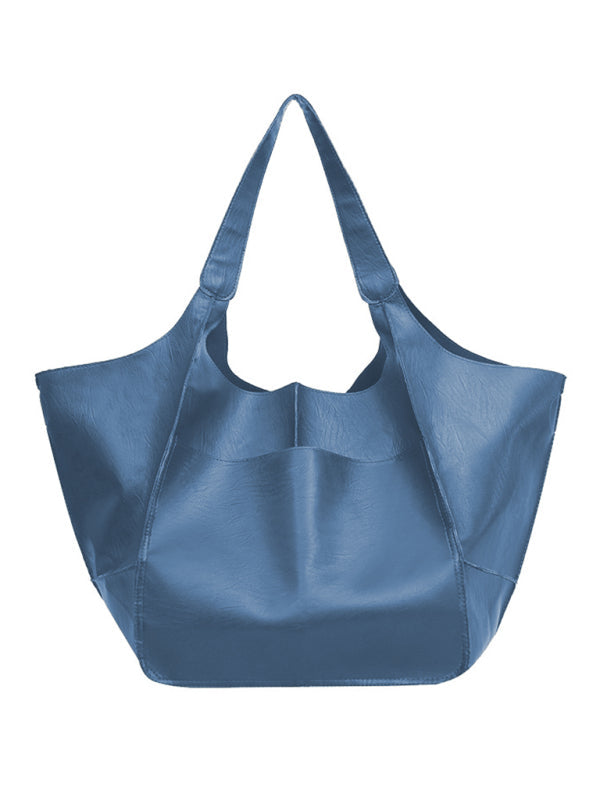 Tote Bags- Faux Leather Tote Shoulder Large Handbag- - Pekosa Women Clothing