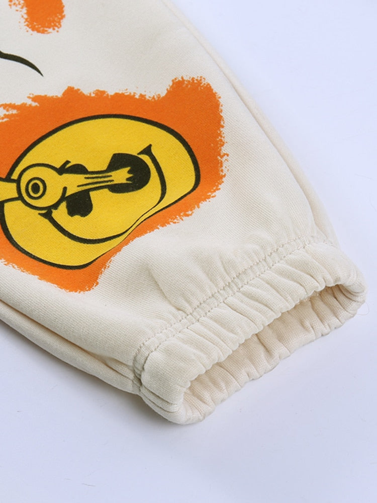 Trousers- Halloween Adjustable High Waist Fleece Trousers - Spooky Print Pants- - Pekosa Women Clothing