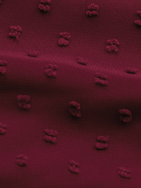 Tunic Dresses- Swiss Dot Tiered Tunic Dress with Flowy Bishop 3/4 Sleeves- - Pekosa Women Clothing