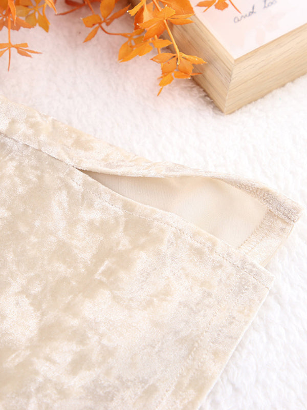 Velvet Outfits- Velvet Blazer Jacket & Elastic Waist Pants - 2-Piece Cozy Lounge- - Pekosa Women Clothing