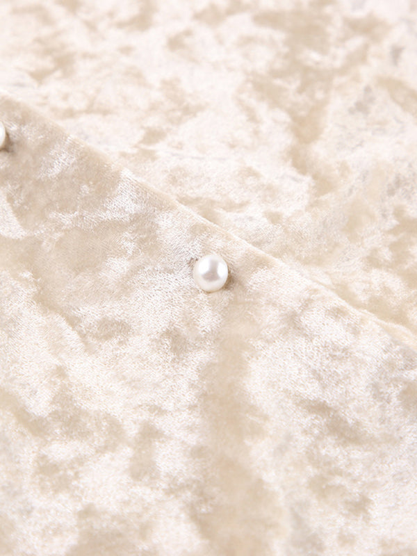 Velvet Outfits- Velvet Blazer Jacket & Elastic Waist Pants - 2-Piece Cozy Lounge- - Pekosa Women Clothing