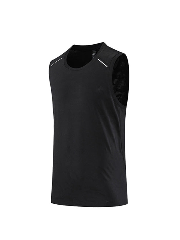 Vests- Men's Quick-Drying Sleeveless Vest Activewear Top- Black- Pekosa Women Clothing