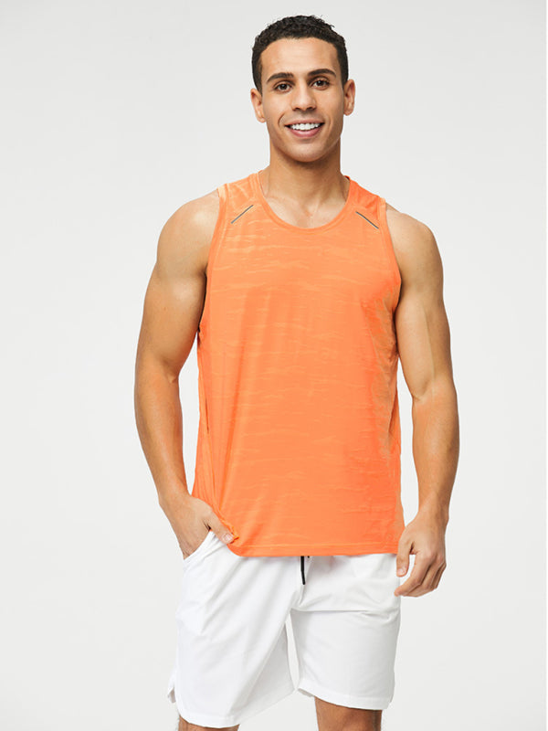 Vests- Men's Quick-Drying Sleeveless Vest Activewear Top- Orange- Pekosa Women Clothing