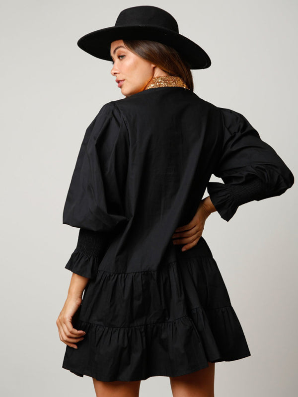 Xmas Dresses- Seasonal Sparkle Christmas Long Sleeve Sequin Patchwork Xmas Dress- - Pekosa Women Clothing