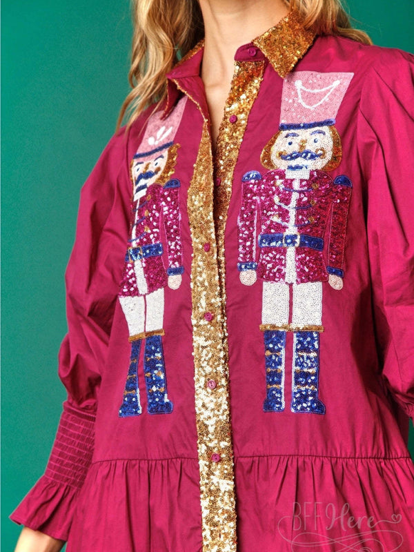 Xmas Dresses- Seasonal Sparkle Christmas Long Sleeve Sequin Patchwork Xmas Dress- - Pekosa Women Clothing