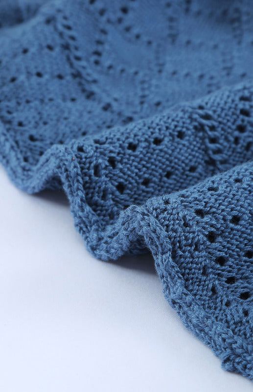 Sweaters- Bishop Sleeve Crew Neck Sweater in Cotton Wool Knit Blend- - Pekosa Women Clothing