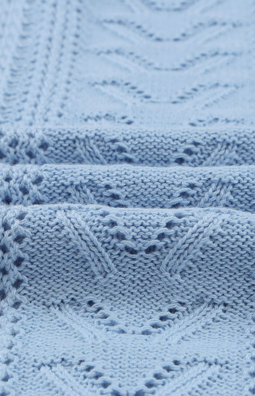 Sweaters- Bishop Sleeve Crew Neck Sweater in Cotton Wool Knit Blend- - Pekosa Women Clothing